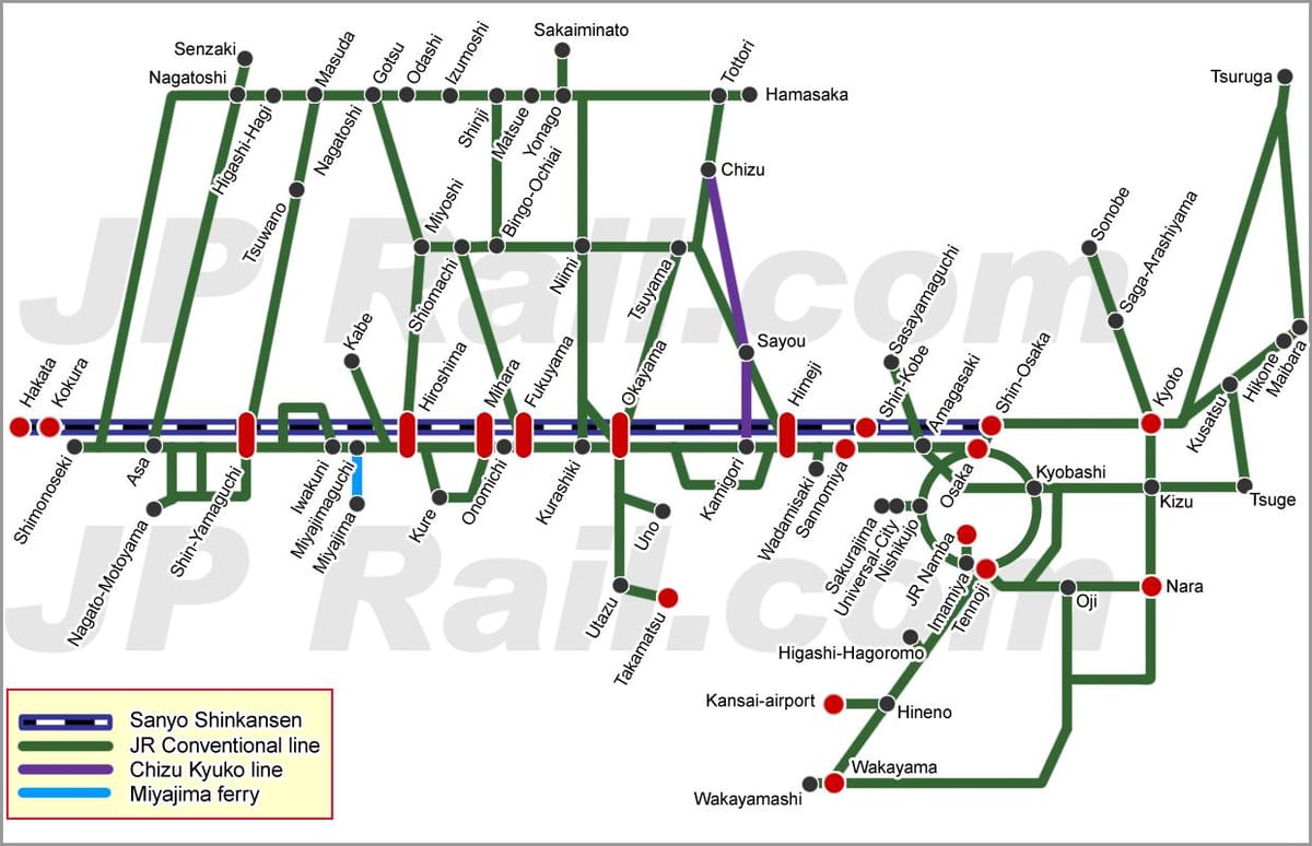 sanyo shinkansen แผนที่